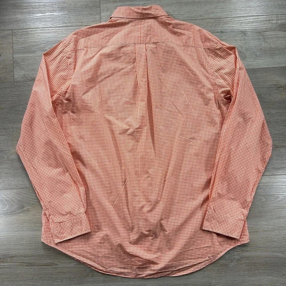 Polo Ralph Lauren 2XL XXL Orange Gingham Button Up Shirt Blue Pony
